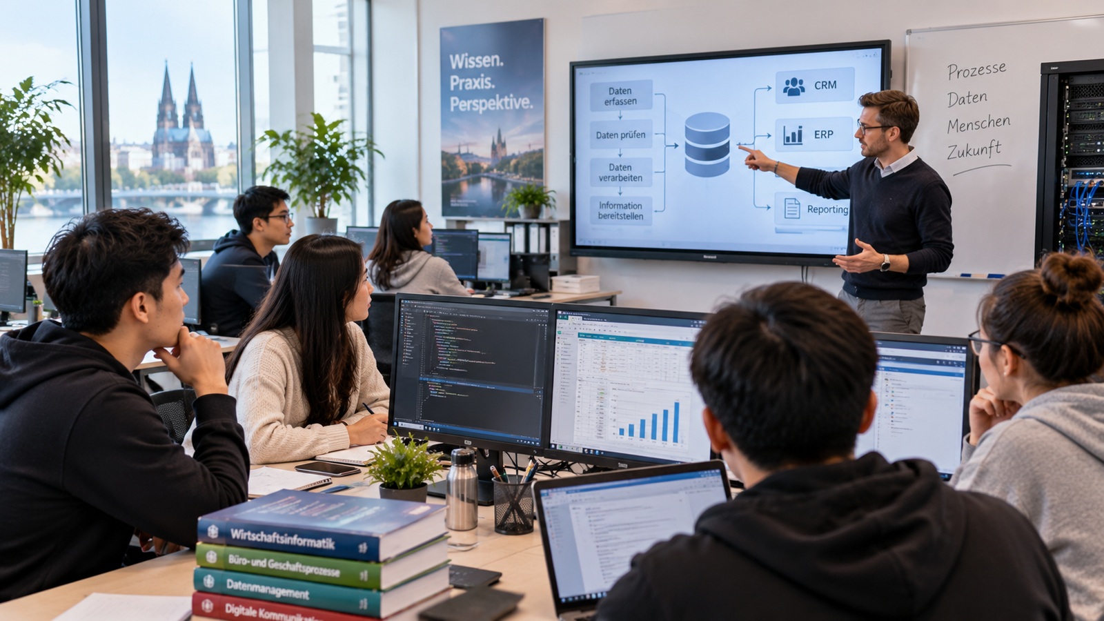 Nội dung đào tạo Informationsverarbeitung gồm dữ liệu, phần mềm và quy trình kinh doanh