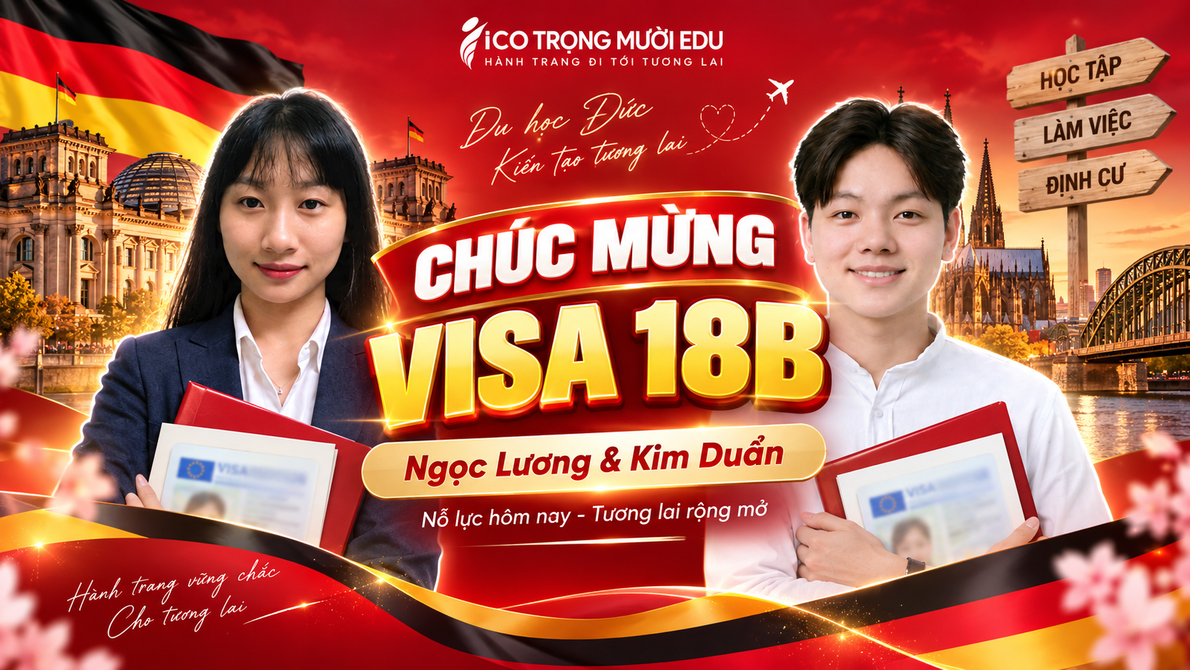 Chúc mừng visa 18B Đức: Ngọc Lương và Kim Duẩn