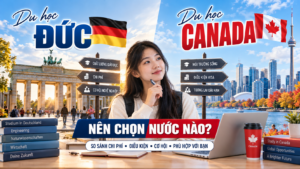 Nữ sinh quốc tế học tập trong thư viện đại học tại Đức