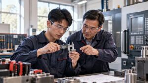 Ảnh minh họa AI: hai người phụ nữ xem tập giấy tờ trong nhà ga sân bay, bên cạnh hành lý.