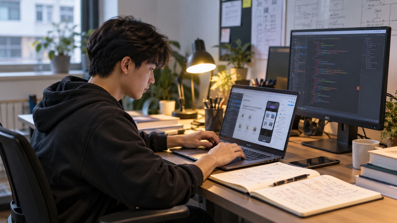 Ứng viên IT xây dựng portfolio và project cá nhân trên máy tính