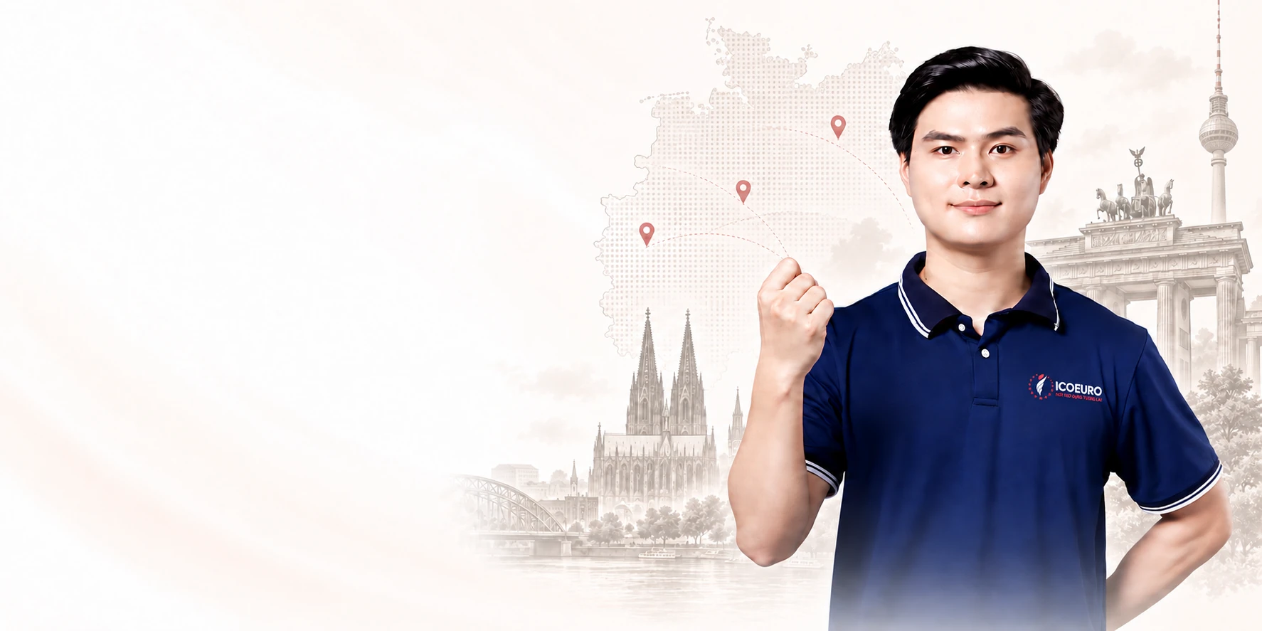 Mr. Mười mặc áo ICOEURO, đồng hành cùng bạn trên hành trình tới Đức