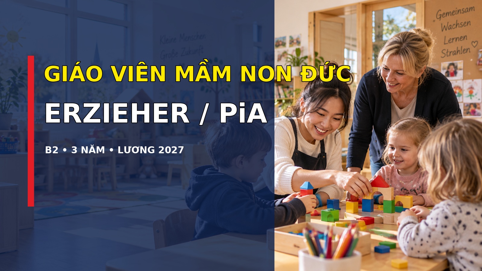 Du học nghề giáo viên mầm non tại Đức 2027: Erzieher/in, PiA, điều kiện và lương