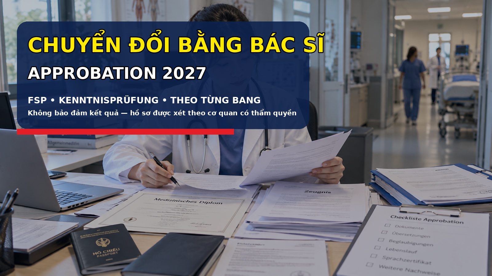 Chuyển đổi bằng bác sĩ ở Đức 2027: Approbation, Berufserlaubnis, FSP và Kenntnisprüfung