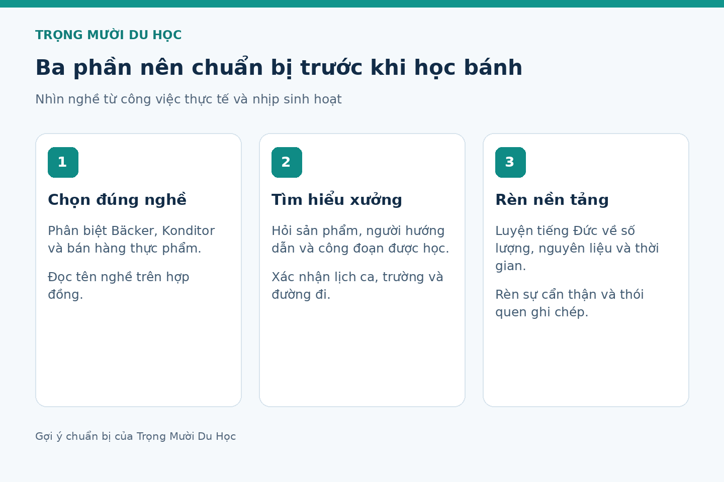 Ba trọng tâm chuẩn bị cho người muốn học nghề làm bánh