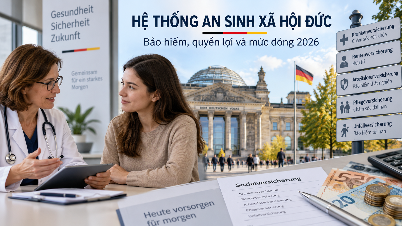 Hệ thống an sinh xã hội Đức: 5 loại bảo hiểm và quyền lợi bạn cần biết