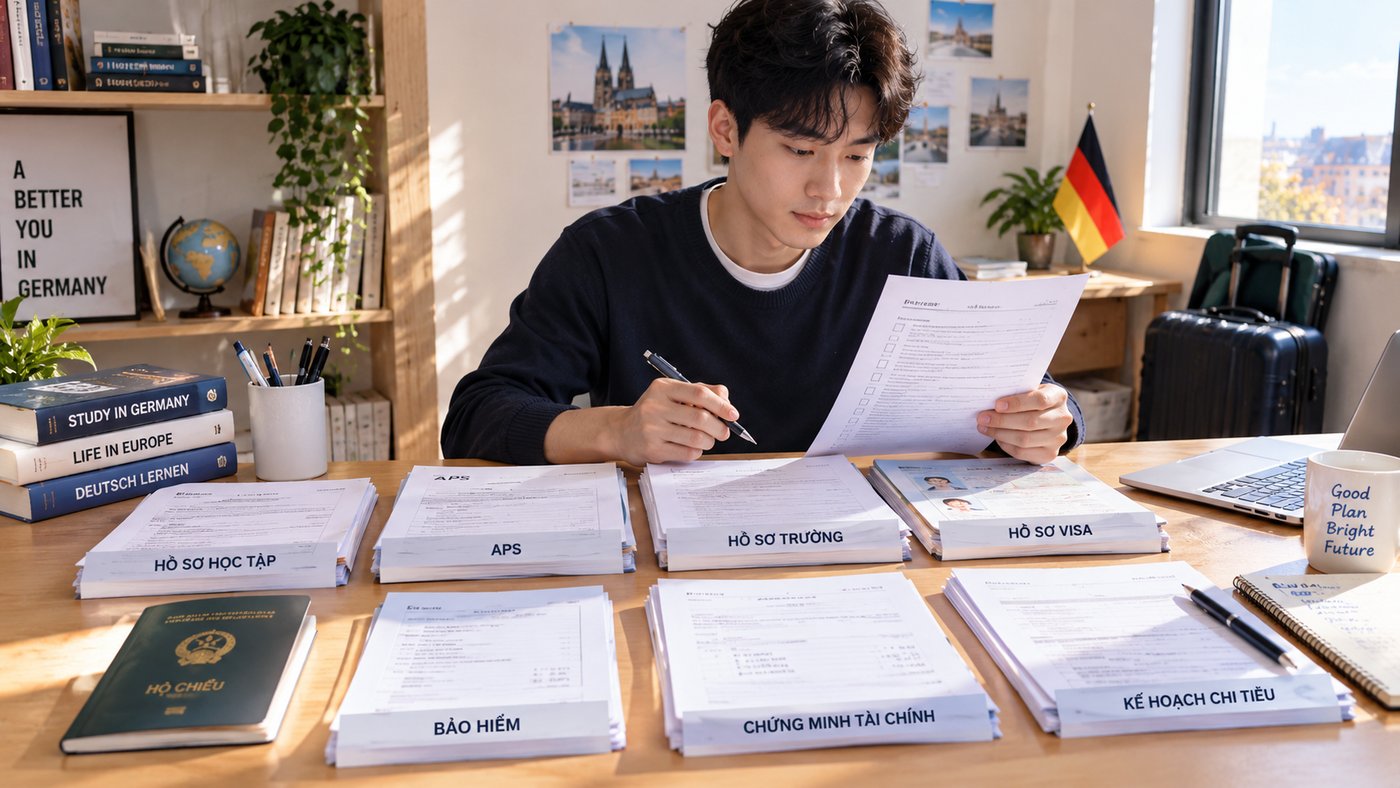 Học sinh sắp xếp hồ sơ APS, trường, visa và tài chính trước khi du học Đức