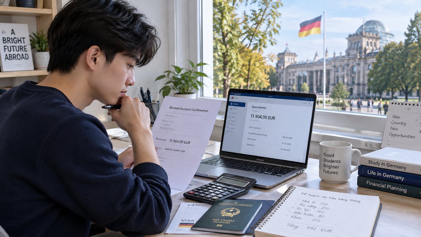 Học viên Ausbildung và doanh nghiệp kiểm tra hợp đồng lương để tính phần tài chính cần bổ sung