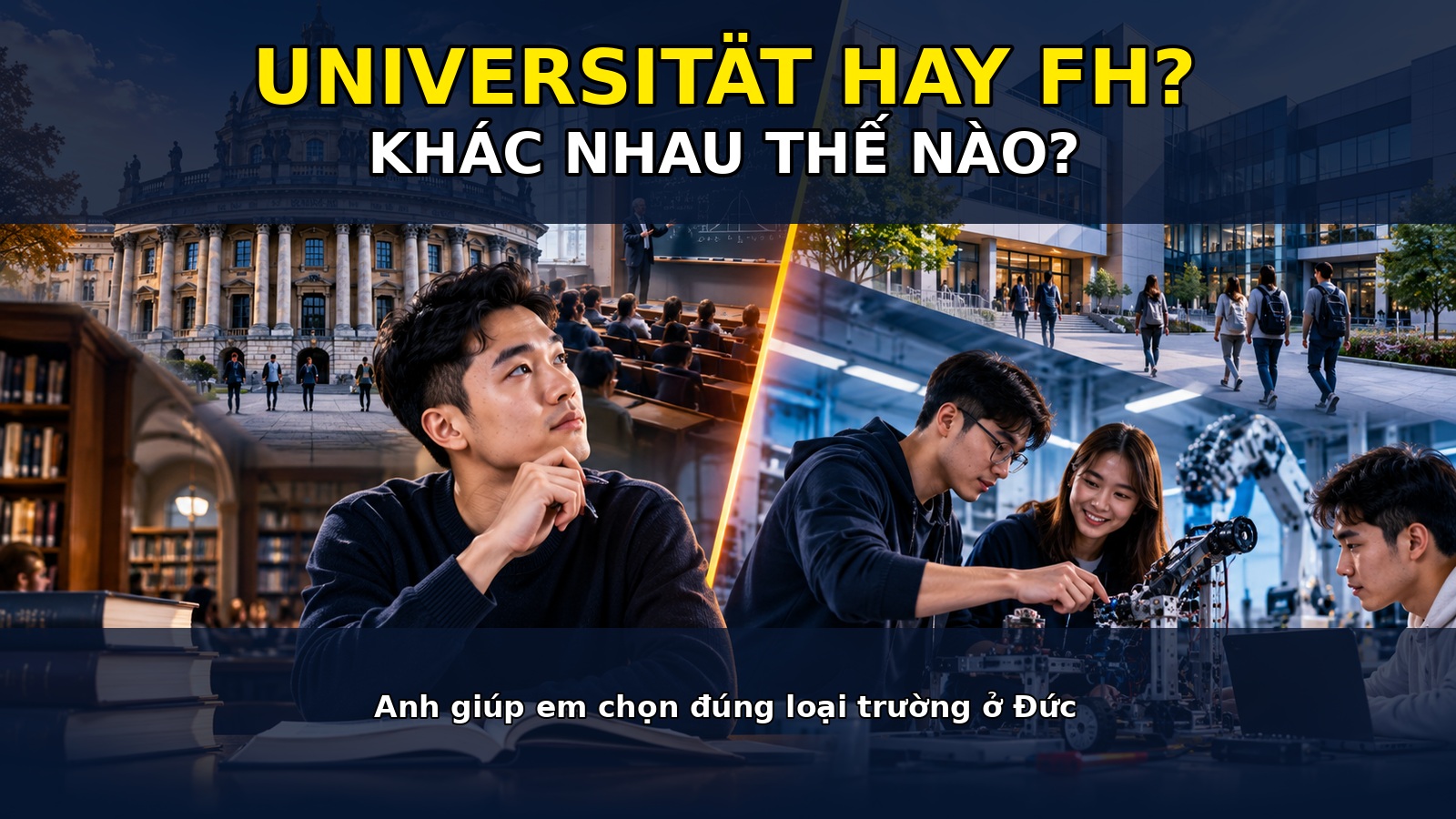 So sánh Universität và Fachhochschule về nghiên cứu và ứng dụng tại Đức