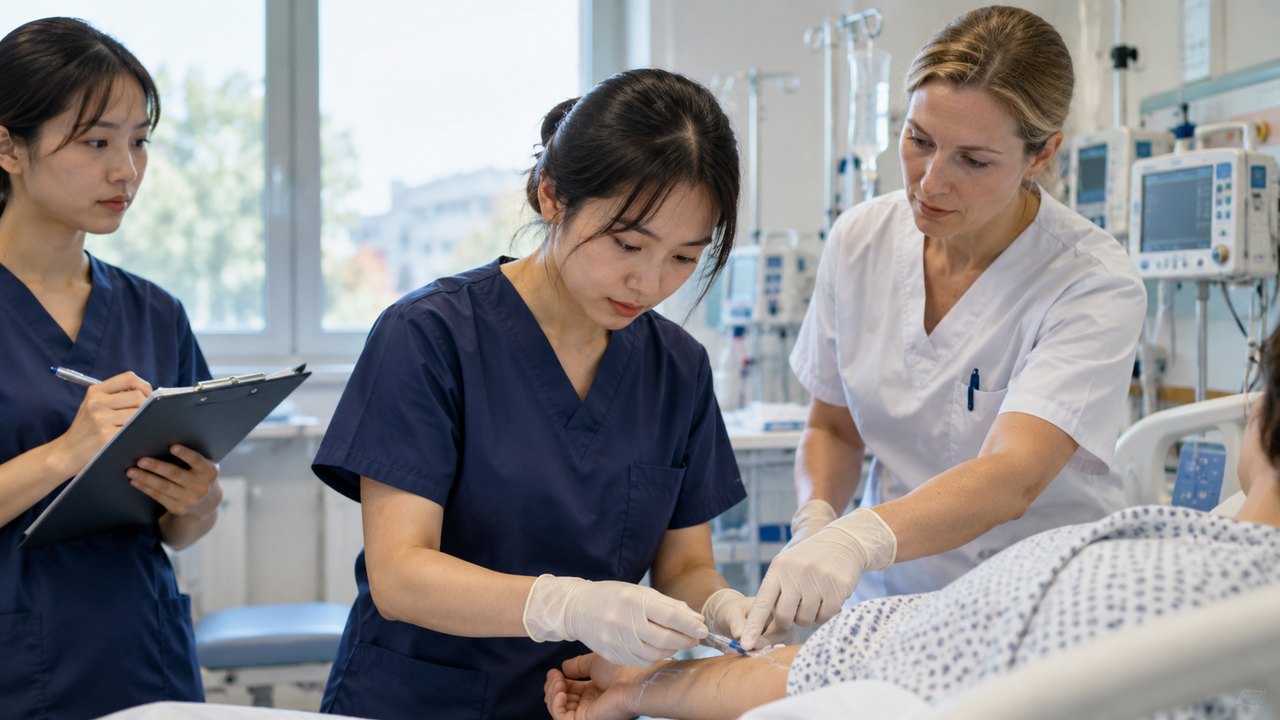 Điều dưỡng viên quốc tế được hướng dẫn thực hành lâm sàng trong quá trình bổ sung chuyên môn