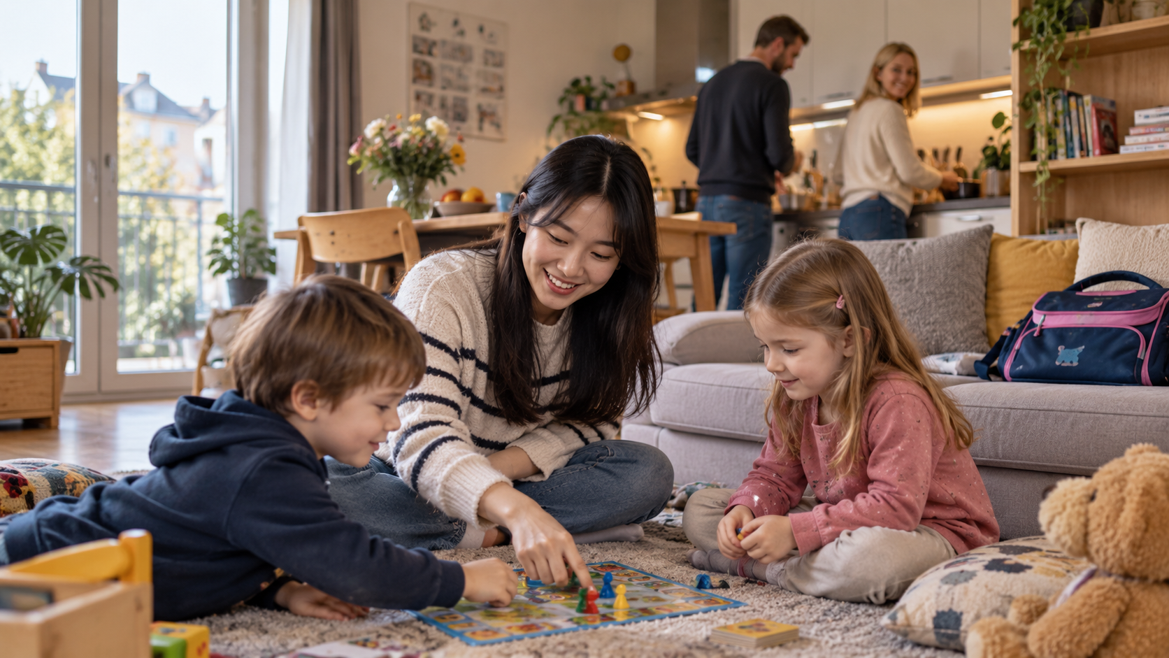 Au Pair sinh hoạt cùng gia đình host và hỗ trợ chăm sóc trẻ em trong nhà