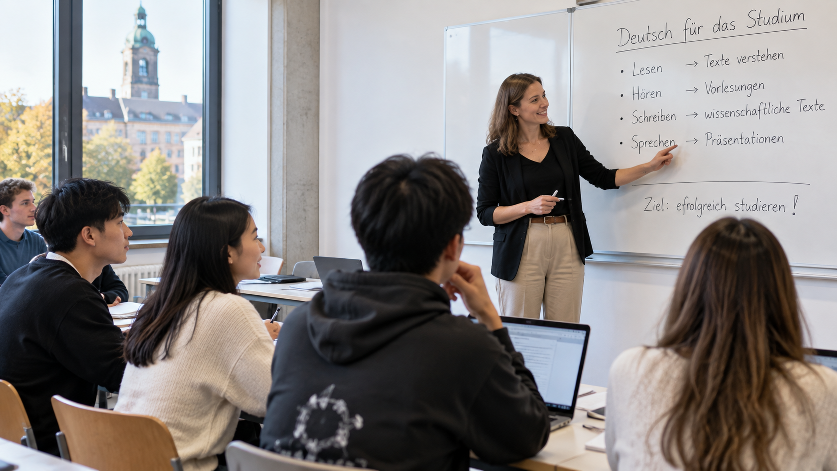 Sinh viên quốc tế học tiếng Đức học thuật để chuẩn bị vào Đại học tại Đức
