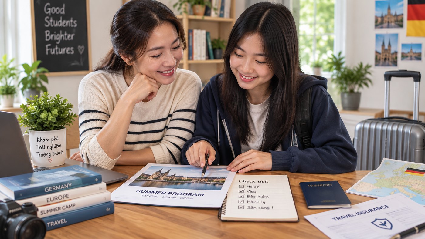 Phụ huynh và học sinh chuẩn bị hồ sơ, bảo hiểm và kế hoạch cho chuyến trại hè Đức