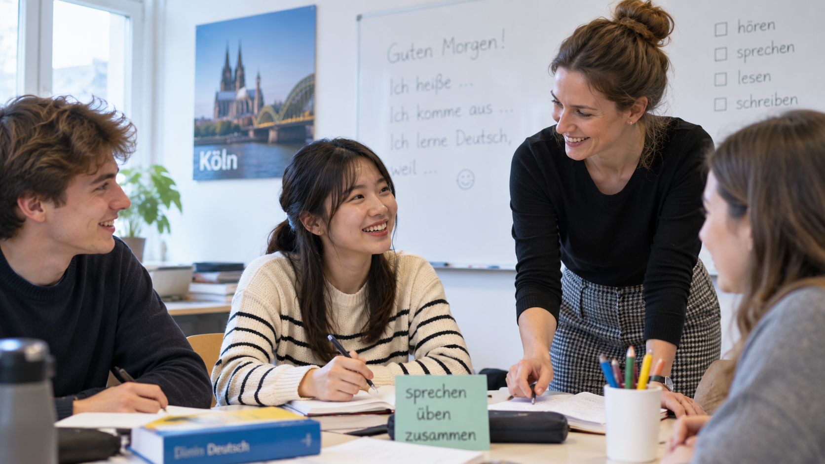 Au Pair tham gia lớp tiếng Đức cùng các học viên quốc tế