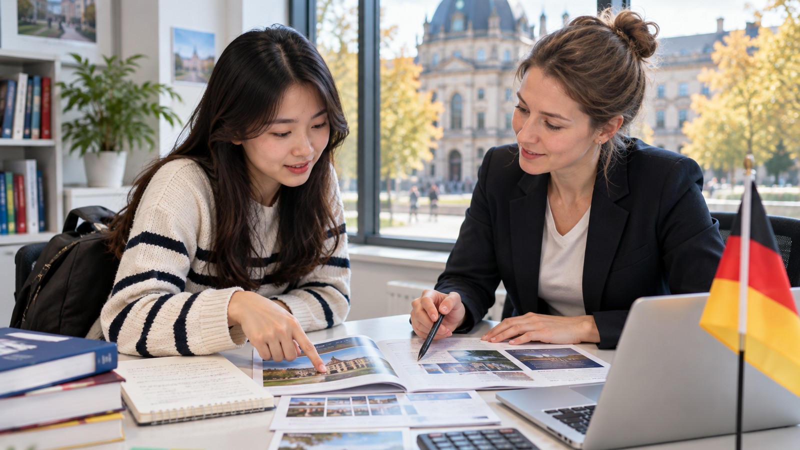 Sinh viên dự bị Đại học Đức học kỹ thuật khoa học tự nhiên và y sinh trong phòng học và phòng thí nghiệm